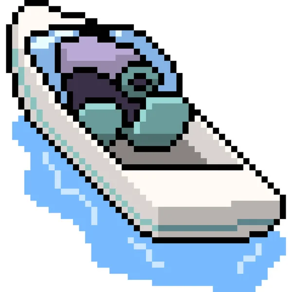 Векторное Пиксельное Искусство Пляж Лодка Изолированный Мультфильм — стоковый вектор