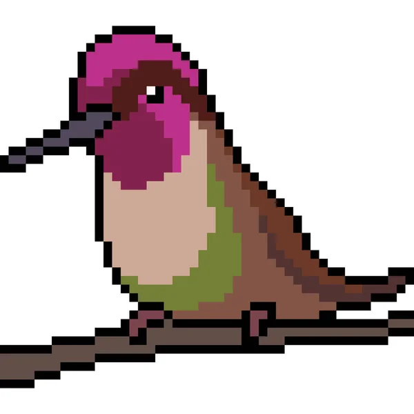 Vettore Pixel Art Uccello Stand Ramo Isolato — Vettoriale Stock