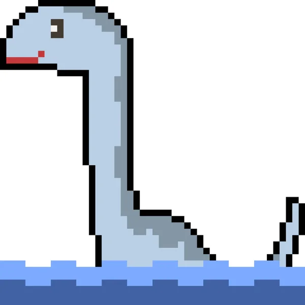 Vektor Pixel Umění Loch Ness Netvor — Stockový vektor