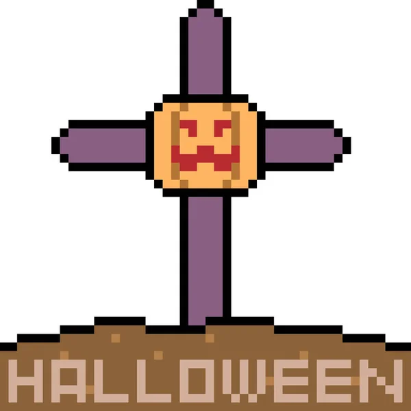 Vektor Pixel Konst Halloween Kyrkogård Isolerad — Stock vektor