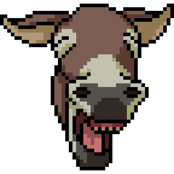 Pixel Vetorial Arte Burro Rosto Isolado Desenhos Animados —  Vetores de Stock