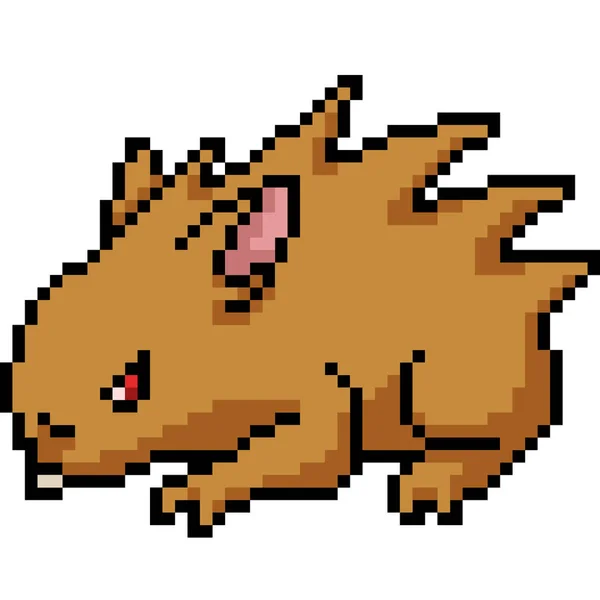 Vecteur Pixel Art Porc Épic Monstre Isolé Dessin Animé — Image vectorielle