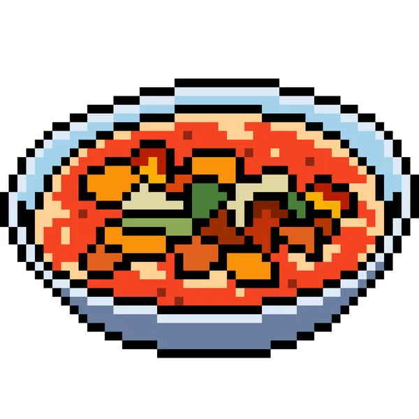 Wektor Pixel Sztuka Azji Zupa Jedzenie Izolowane — Wektor stockowy