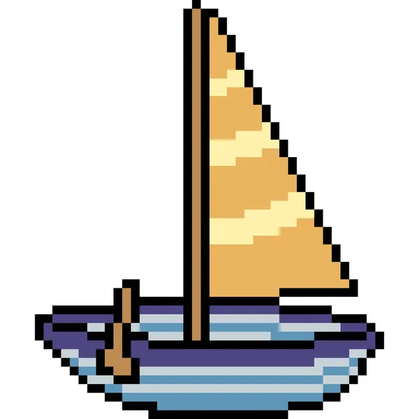 Векторное Пиксельное Искусство Лодка Весло Изолированный Мультфильм — стоковый вектор