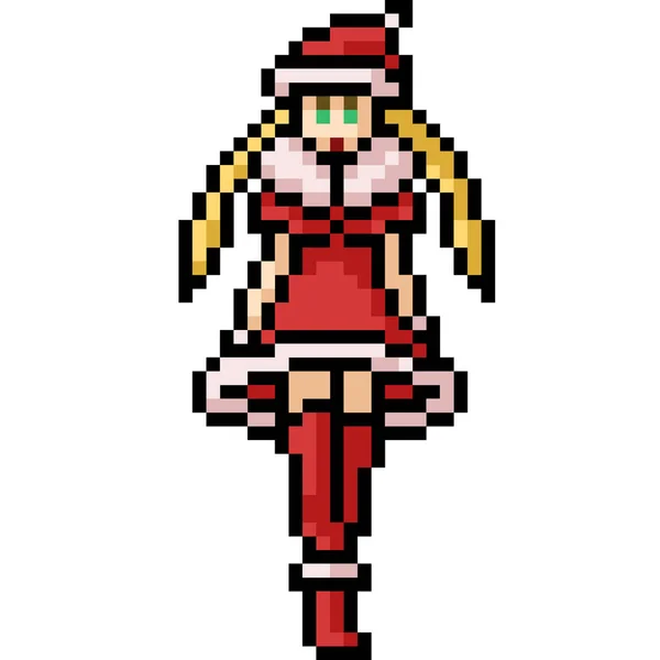 Vecteur Pixel Art Anime Fille Isolé Dessin Animé — Image vectorielle