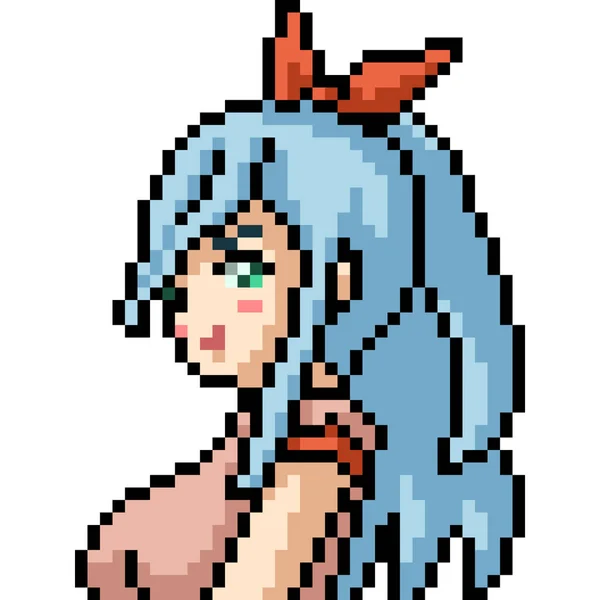 Vettore Pixel Art Anime Ragazza Isolato Cartoo — Vettoriale Stock