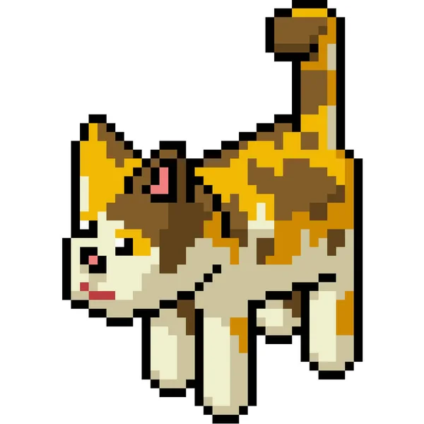 Vettore Pixel Art Gatto Isolato Cartoo — Vettoriale Stock