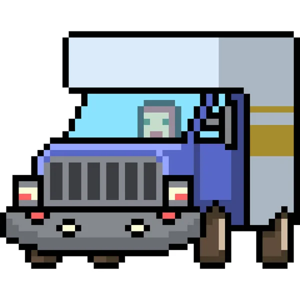 Διάνυσμα Pixel Οδηγός Φορτηγού Τέχνης Απομονωμένα Κινούμενα Σχέδια — Διανυσματικό Αρχείο