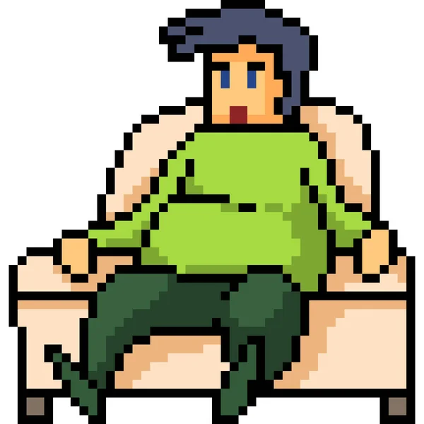 Vettore Pixel Art Grasso Uomo Isolato — Vettoriale Stock