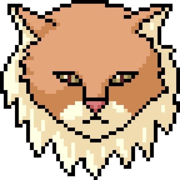 Vecteur Pixel Art Chat Visage Isolé Dessin Animé — Image vectorielle