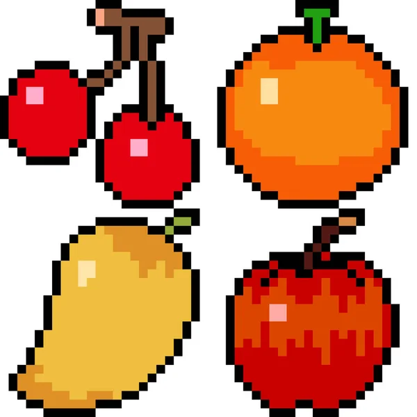 Vector Pixel Arte Fruta Aislada — Vector de stock