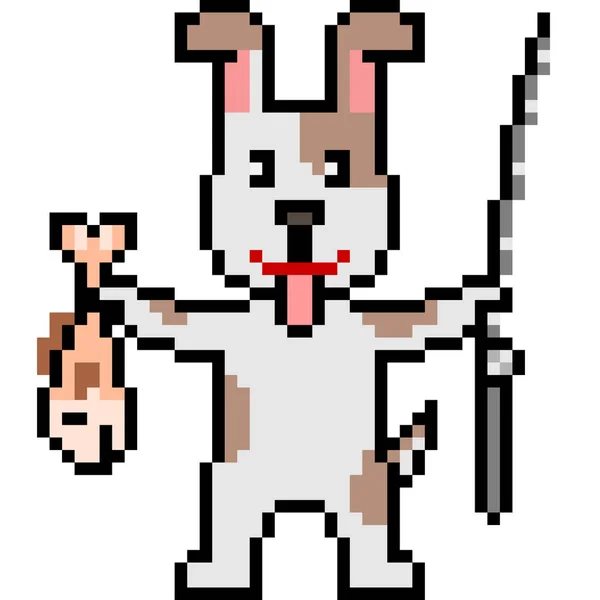 Vektor Pixel Art Angler Hund — Stock vektor