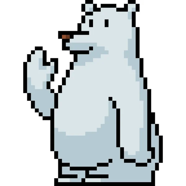Vettore Pixel Art Orso Polare Isolato Cartone Animato — Vettoriale Stock