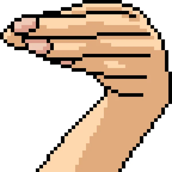 Διάνυσμα Pixel Τέχνη Αστεία Χειρονομία Χέρι Απομονωμένο Κινούμενα Σχέδια — Διανυσματικό Αρχείο