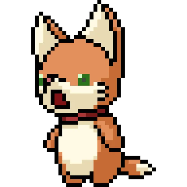 Vektor Pixel Art Fox Hewan Peliharaan Kartun Terisolasi - Stok Vektor