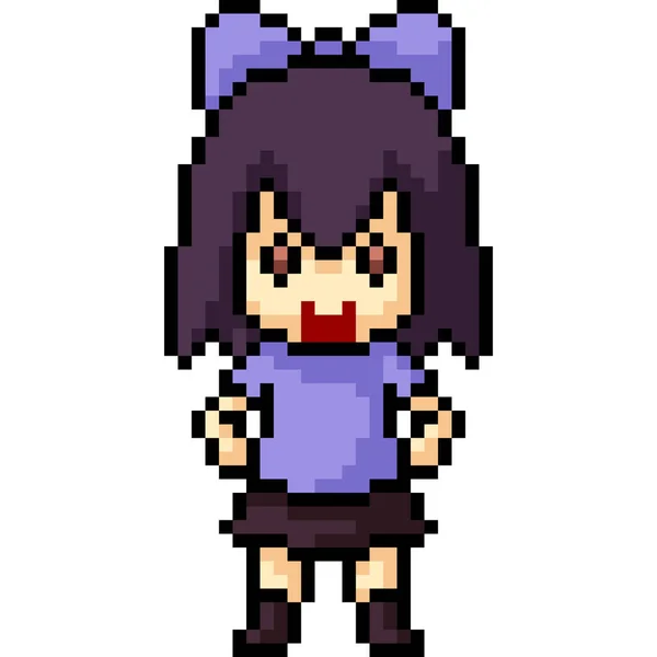 Vecteur Pixel Art Fille Jibi Isolé Dessin Animé — Image vectorielle