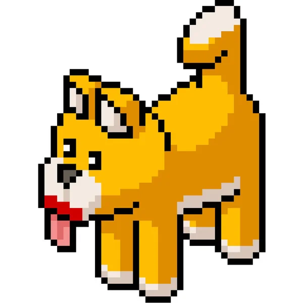 Vetor Pixel Arte Cão Pet Isolado Cartoo — Vetor de Stock