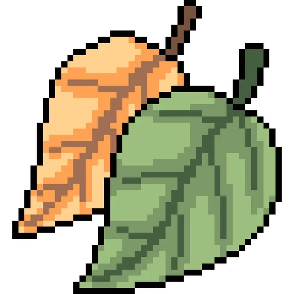 Vektor Pixel Art Leaf Isolerad — Stock vektor