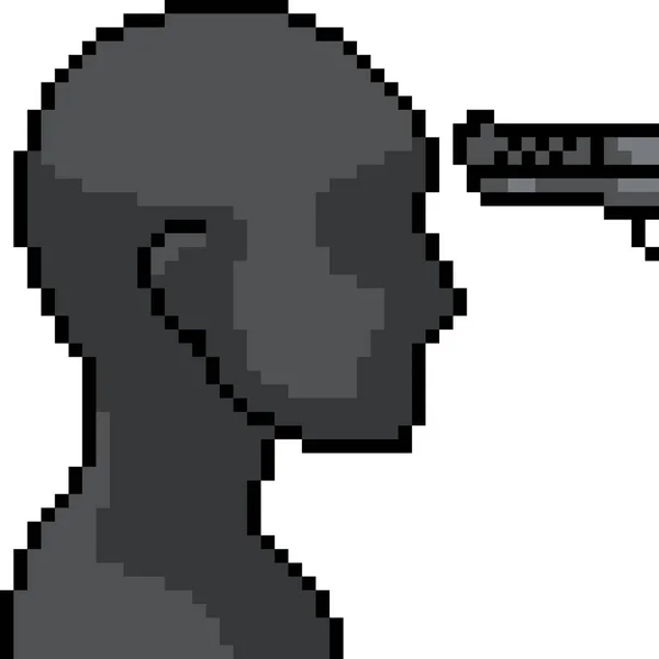 Vettore Pixel Arte Pistola Violenza Isolato Cartone Animato — Vettoriale Stock
