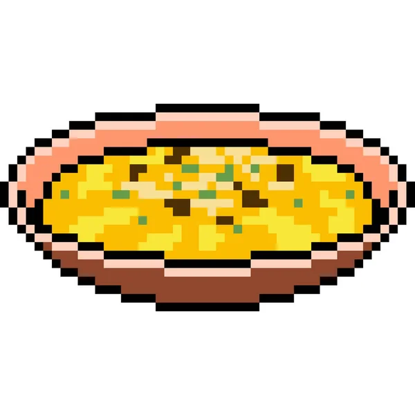 Vettore Pixel Art Crema Zuppa Cibo Isolato — Vettoriale Stock