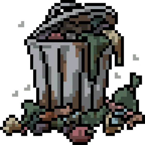 Vector Pixel Art Garbage Can Isolated Cartoon — Stock Vector