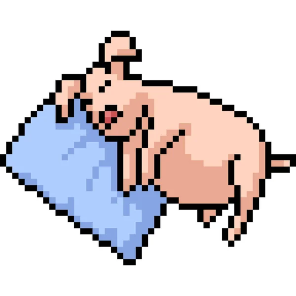ベクトルピクセルアート豚睡眠隔離漫画 — ストックベクタ