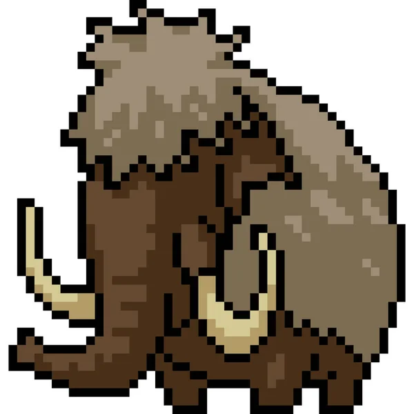 Vector Pixel Arte Mamut Dibujos Animados Aislados — Vector de stock