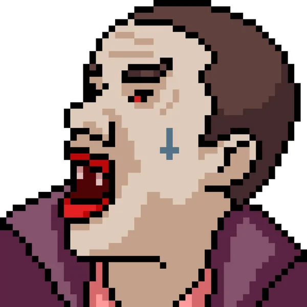 Vector Pixel Kunst Vampier Geïsoleerde Cartoon — Stockvector