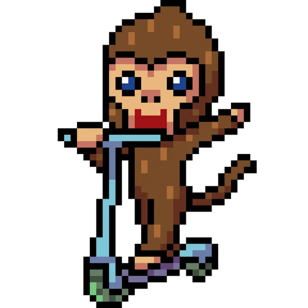 Pixel Vetorial Arte Macaco Jogando Isolado — Vetor de Stock