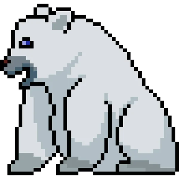 Vettore Pixel Art Orso Polare Isolato Cartone Animato — Vettoriale Stock