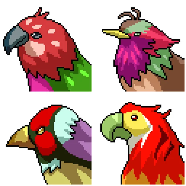 pixel art of colorful bird head