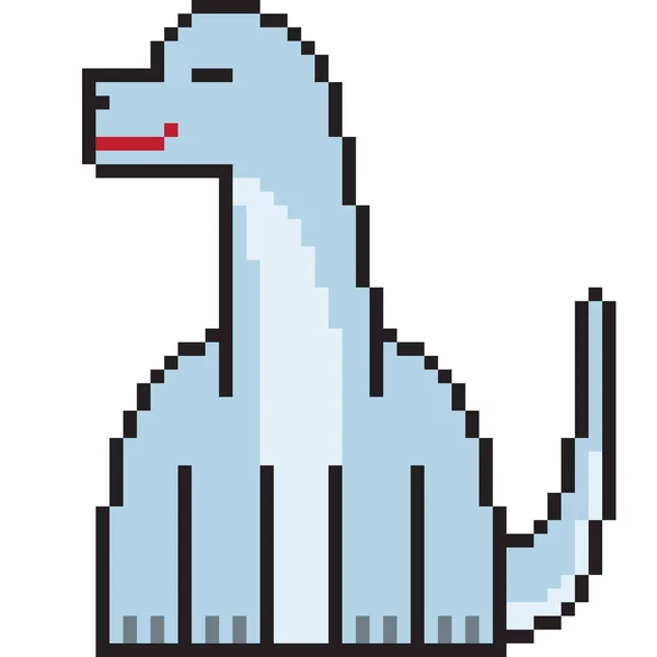 Vector Pixel Art Cartoon Brachiosaurus Terisolasi - Stok Vektor