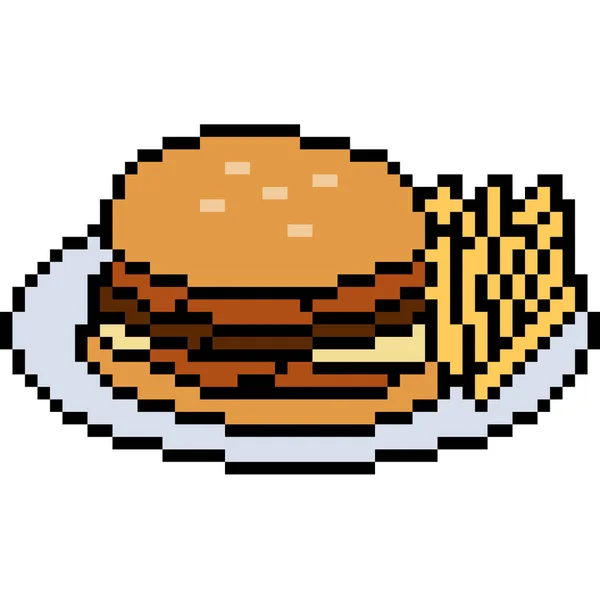 Vektor Pixel Umění Jídlo Burger Izolované — Stockový vektor