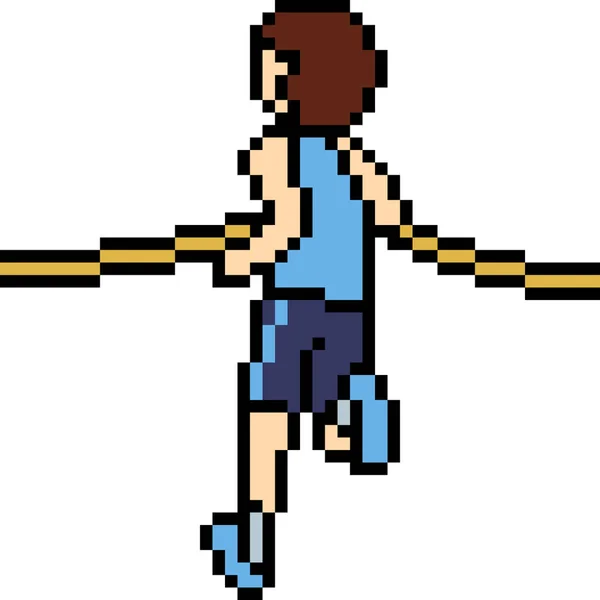 Vector Pixel Art Runner Finish Lijn Geïsoleerd — Stockvector