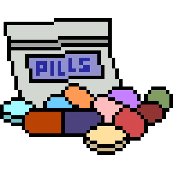 Wektor Pixel Art Pigułka Lek Izolowany — Wektor stockowy