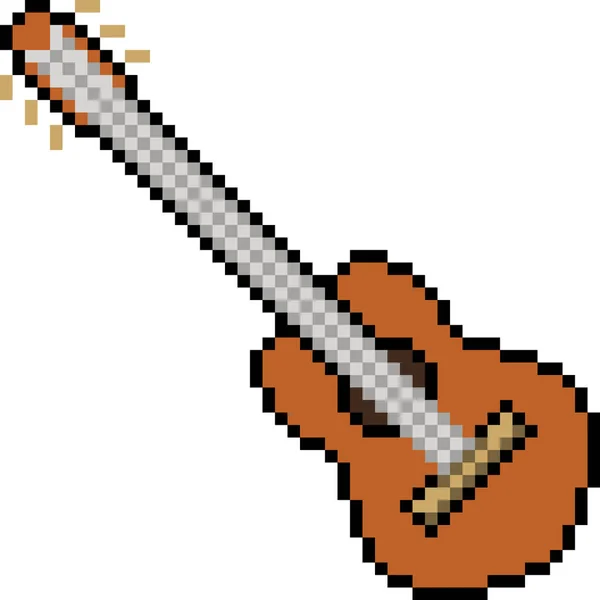 Vecteur Pixel Art Guitare Isolé Dessin Animé — Image vectorielle