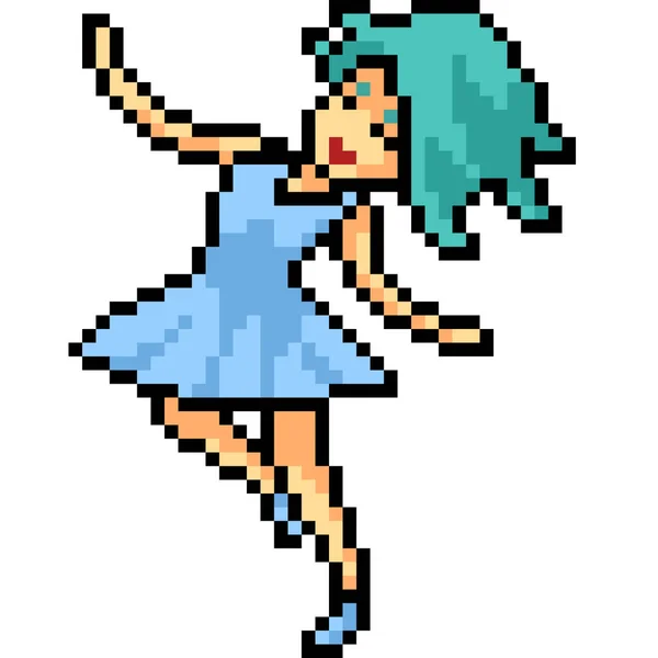 Vecteur Pixel Art Femme Danse Ballet Isolé Dessin Animé — Image vectorielle