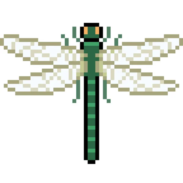 Vettore Pixel Art Libellula Isolato Cartone Animato — Vettoriale Stock