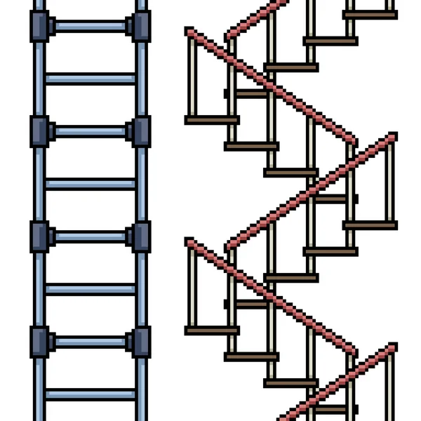 Ensemble Pixel Art Isolé Boucle Escalier — Image vectorielle