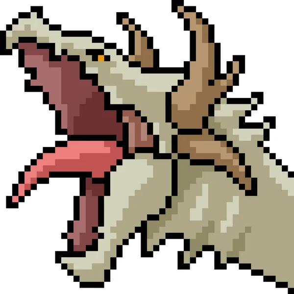 Vecteur Pixel Art Monstre Tête Isolé Dessin Animé — Image vectorielle