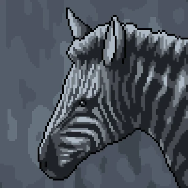 Pikselowa Sztuka Dzikiego Portretu Zebry — Wektor stockowy