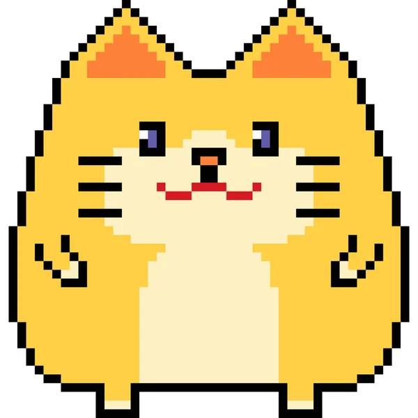 Vecteur Pixel Art Graisse Chat Isolé — Image vectorielle