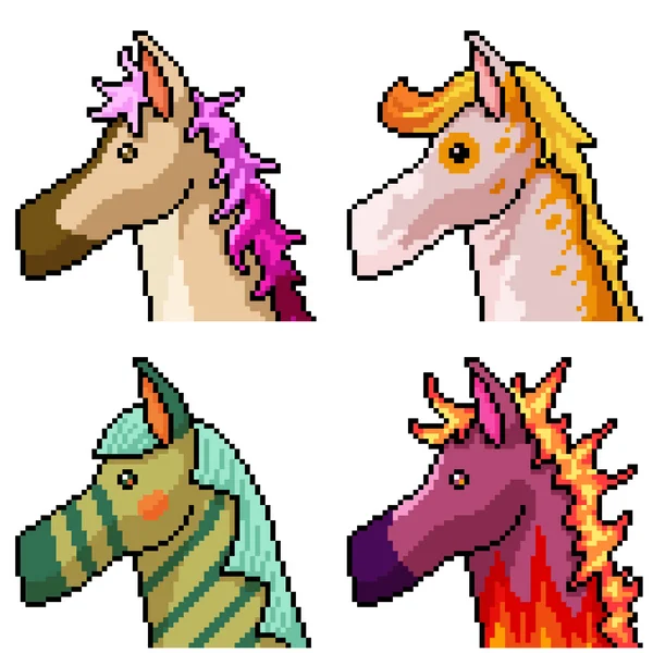 Pixel Art Côté Tête Cheval — Image vectorielle