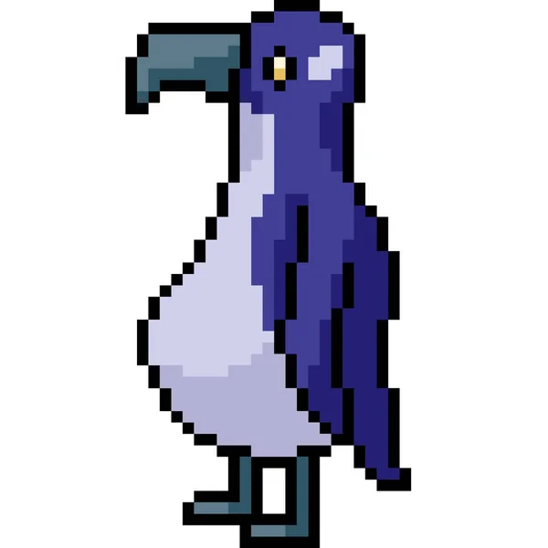 Vector Pixel Art Penguin Isolated Cartoon — Stock Vector