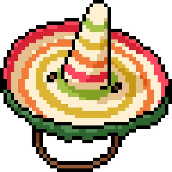 Vecteur Pixel Art Mexicain Chapeau Isolé Dessin Animé — Image vectorielle