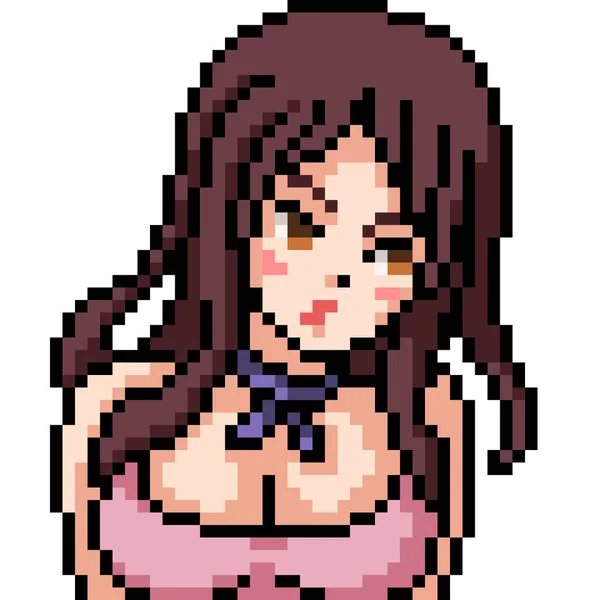 Διάνυσμα Pixel Τέχνη Anime Κορίτσι Απομονωμένη Cartoo — Διανυσματικό Αρχείο