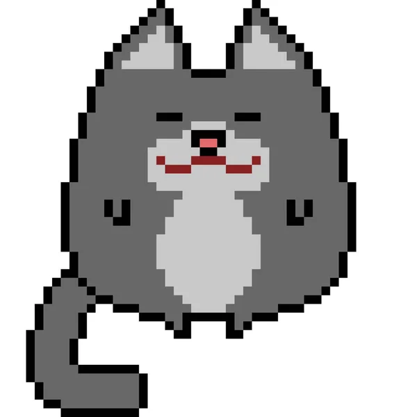 Vecteur Pixel Art Graisse Chat Isolé — Image vectorielle