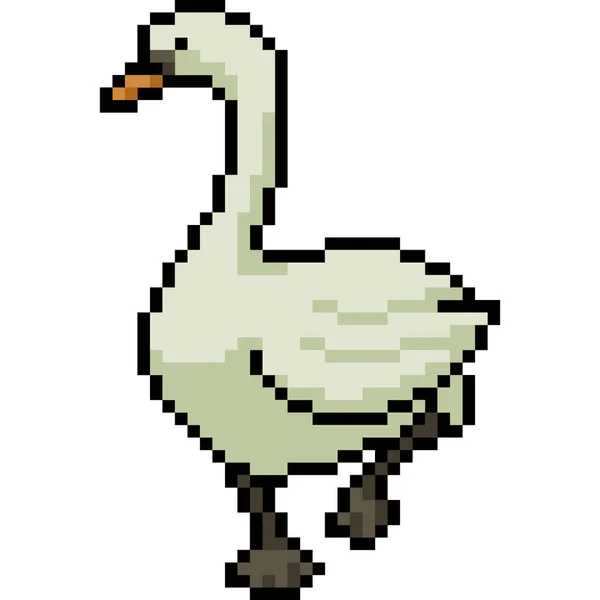 Vector Pixel Art Goose Isolated Cartoon — Stock Vector