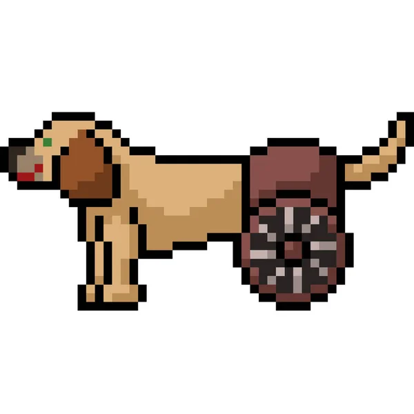 Vecteur Pixel Art Désactivé Chien Isolé Cartoo — Image vectorielle