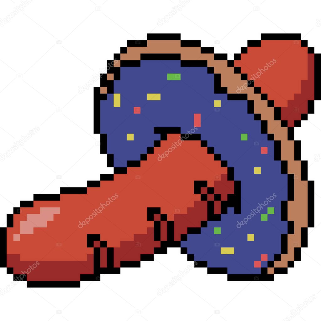 vector pixel art sausage donut isolated